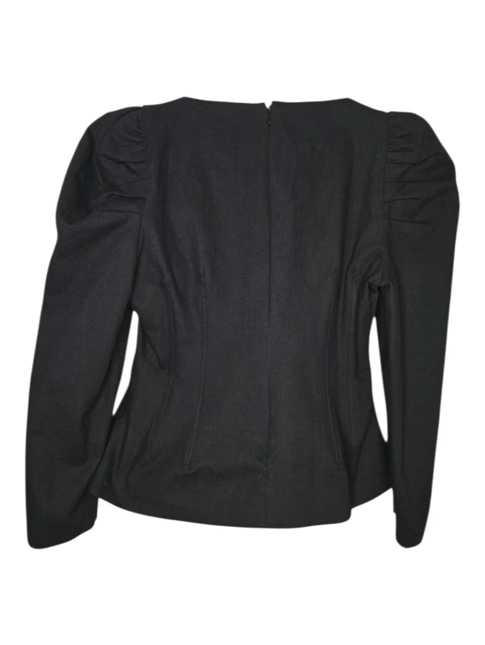 Tuckernuck Womens Black Victorian Square Neck Puff Sleeve Calla Blouse Large